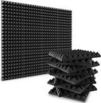 Porus Acoustic Sound Proofing Pyramid Foam Panels 2"x12"x12" Sound Absorption with High Density Sound Proof Pyramid Shape Noise Absorber Wall Panels NO Echo for Studio and Home DIY (Pack of 60)