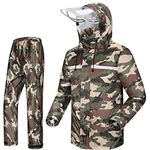 iCreek Rain Suit Waterproof Jacket and Trouser Suit Raincoat for Men and Women Outdoor All-Sport Breathable Anti-storm (M-USA, Army green camouflage)