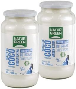 NaturGreen - Aceite de Coco Bio, Virgen Extra, Ideal para Cocinar, Hidrata Piel y Cabello, Ingredientes Naturales, Apto para Veganos - 860ml/ 800g, Pack 2 unidades