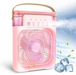 Drumstone [Limited Edition with 5 Years Extanted Warranty] USB Powered Portable Air Conditioner Fan | 3-Speed, 7-Color Light | Mini AC & Humidifier for Shop, Office, Home Use