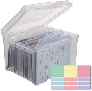 WRVCSS Greeting Card Storage & Organizer Box with 6 Coloful Removable Dividers for Holiday Birthday Get Well Cards Photos, Crafts, Scrapbooking(Clear)