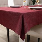 HOKIPO IN363-RD Poly Jute Solid Rectangular 6 Seater Dining Table Cover Cloth 50x75 Inches, Red,Pack of 1