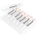 Heather & Willow Bridesmaids Diamond Pens Set of 8 | Bridesmaid Proposal Gifts Box, Bachelorette Party Favors | Brides Babes Bridal Shower for Wedding - White + Rose Gold