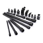 CASOMAN 18-Piece Drive Tool Accessory Set, Premium CR-V with Black Phosphate Finish - Includes Socket Adapters, Extensions and Universal Joints and Impact Coupler, Professional Socket Accessories