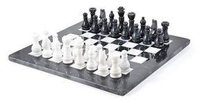 15in Marble Chess Set - Black & White Marble, 2 players