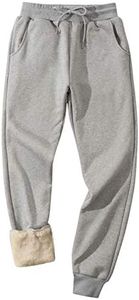 Gihuo Men's Winter Fleece Pants Sherpa Lined Sweatpants Athletic Running Sweatpants Ribbed Leg Comfy Warm Jogger Pants (Light Grey, X-Large)