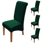 HOKIPO Velvet Chair Covers for Long Back Dining Chair, Set of 4, Hunter Green (AR-4760-HGR*4)