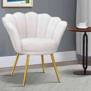 ALFORDSON Faux Fur Armchair Accent Chair with Solid Steel Gold Chrome Legs, Nursing Chair Lounge Sofa for Reading Bedroom Living Room, Max 180kg Holding, Lobelia White