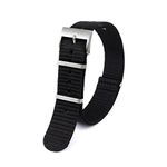 MARATHON Ballistic Nylon Watch Band, Military Grade with Stainless Steel, Non-magnetic Buckle (W: 16MM L: 10", Black)