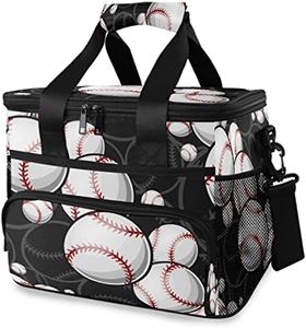 YoCosy Insulated Cooler Lunch Bag Sport Ball Baseball Theme Lunch Box Leakproof Large Tote Bag Reusable for Women Men Picnic Travel (15L)