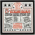 Ernie Ball 5-String Light Stainless Steel Banjo Strings, 9-9 Gauge (P02312)