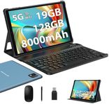 POWMUS Tablet 10.1 Inch Android Tablets, 19 GB RAM,128GB Storage Expand 1TB, 1920 * 1200 IPS LCD Screen, 2.0GHz CPU,8000mAh, 5GWiFi,8+13MP, BT5.0, GPS Tablette PC w Keyboard and Mouse-Blue