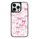 Ehreus for iPhone 15 Pro Max Phone Case, Cute Coquette Aesthetic Pink Bow Pattern Shock-Absorbent Protective Cover for Women Girls Girly