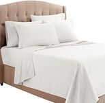 Clara Clark Cal King Sheets, 6 Piece Set - Hotel Luxury Sheets for Cal King Size Bed, Super Soft Bedding Sheets & Pillowcases, Cal King Size Sheets, White