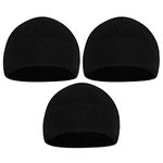 FabSeasons Woolen Winter Skull Cap (Black, Pack of 3)