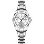 OLEVS Womens Watch Silver Stainless Steel Small Face Diamond Watch for Women White Luxury Roman Numerals Dress Ladies Watches Elegant Classic Waterproof Analog Quartz Women Watches