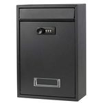 Wall Mounted Mailboxes with Rust-Proof Cover, Decaller Outdoor Combination Locking Mail Box, 12 3/5" x 8 1/2" x 3 2/5", Black