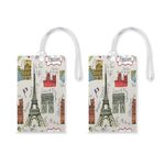 100Yellow® PVC Eiffel Tower Luggage/Suitcase Tag with Silicon Strap for Identifier Name, Address, Label ( Pack of 2 )