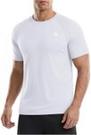 PINSPARK Men's Sun Protection Shirts Swim UV SPF UPF 50+ Short Sleeve Rash Guard Shirts Quick Dry Lightweight Running Fishing Hiking Shirt 3X-Large White
