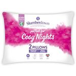 Slumberdown Cosy Nights Pillows 2 Pack - Medium Support Back Sleeper Pillows for Back Pain Relief - Comfortable, Hypoallergenic, UK Standard Size (48cm x 74cm)