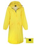 Womens Long Hooded Rain Jacket Waterproof Lightweight Raincoat Windbreaker Yellow Medium