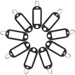 Pawfly 20 Pieces Key Tags 2 Inch Soft Plastic Key Chain Tags with Blank Paper Labels Clear Windows Protective Films and Split Rings Flexible Item Identifiers, Black