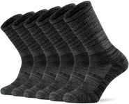 Ortis Men's Merino Wool Moisture Wicking Outdoor Hiking Cushion Crew Socks 4 Pack(Black L)