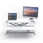 ERGOMAKER Height Adjustable Standing Desk Converter - 32"(81cm) Wide Platform Tabletop Workstation - Quick Sit to Stand Desk Riser for Dual Monitors White