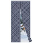 Magnetic-Thermal-Insulated-Door-Curtain-Winter-Doorway,Fits Door Size 32X 80 Inch,Insulation Cold Protection Cotton Thickened Screen Door Hands Free (Dark Gray)