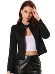 Allegra K Women's Halloween Costume Faux Suede Jacket Stand Collar Zip Up Long Sleeve Motorcycle Biker Coat Black L