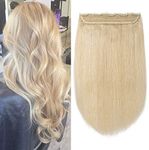 S-noilite One Piece Clip in Human Hair Extensions Real Hair 1PCS Remy Hair Extension Thick Long Straight Natural Invisible for Women (22"/22inch 100g #60 Platinum Blonde)