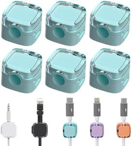 6 Pack Magnetic Cable Management Clips, 2024 New Magnetic Cord Organizer, Desks Phone USB Charging Cable Storage Holder, Office Desk Car Wall (Blue)