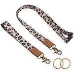 wisdompro Neck Lanyard & Wrist Strap Set, Lanyard for Neck with Safety Breakaway and Wristlet Keychain Holder with 2 Keyrings for Keys, ID Card Badge Holder - Leopard Print