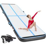 FBSPORT 10ft Inflatable Gymnastics Air Tumbling Track Mat Brushed Inflatable Tumble Track Floor Mats with Electric Air Pump for Home Use/Training/Cheerleading/Beach/Park and Water