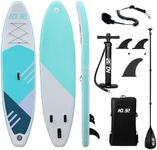 10ft / 3m Inflatable Stand Up Paddle Board | Inflatable SUP Board Beginner's Surfboard Kit w/Adjustable Paddle | Air Pump w/Pressure Guage | Repair Kit | Premium Leash & Carry Backpack