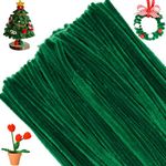 G2PLUS Dark Green Pipe Cleaners for Craft, 30cm Long Crafting Pipe Cleaners for Christmas Craft, 6mm Chenille Stem for DIY, 100PCS Pipe Cleaners for Christmas Tree Project Decoration