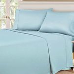 530 Thread Count, 100% Premium Combed Cotton, Single Ply, Twin XL 3-Piece Sheet Set, Solid, Light Blue