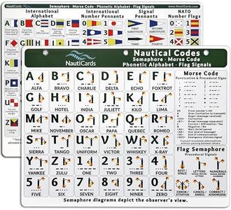 Nautical Flags and Codes Quick Reference Chart - Guide to Maritime Flag Signals, Morse Code, Phonetic Alphabet, and Flag Semaphore on 8.5" x 11" Waterproof Card - Perfect Sailing Book Companion