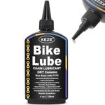 Keze Bike Chain Lube C3 Dry Lube Ceramic PTFE Bicycle Lubricant Oil Protects Against Wear, Reduces Friction, Reduce Noise & Chainsuck, Formulated for Dry and Dusty Weather Conditions, 120 ml