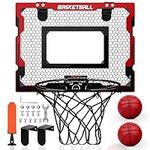 YIMORE Mini Basketball Hoop for Bedroom with 2 Basketball, Indoor Basketball Hoop Wall Mounted Set for Kids, Office Indoor Sport Games