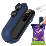 Nibbler Portable Mini Sealing Machine, Handheld Packet Sealer for Food, Snacks, Chips, Fresh Storage, Plastic Bags Sealing Machine, Type C Charging Vaccum Sealers (Blue)