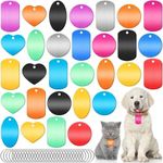 30Pcs Blank Dog Tags for Engraving, Aluminum Pet ID Tags with Rings for DIY Craft Pendant with Hole for Dog Cat Name Phone Number Metal Stamping Tags