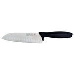 Rockingham Forge Essentials 8007 Range Lightweight Stainless Steel 7” Santoku Knife with Black Handle, Individually Carded