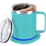 Zhenglu Coffee Warmer with Mug Set,Self Heating Coffee Mug 12oz,USB Powered Mug Warmer,Electric 10W,131â„‰ Beverage Cup Warmer for Desk Home & Office (Lake Green)