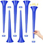 6 Pcs Stadium Horn 21 Inch Vuvuzela Plastic Collapsible Cheering Trumpets for Sporting Events Football Carnival Party Supplies (Blue)