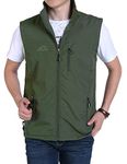 Gihuo Men's Golf Vest Fishing Utility Vest Photo Vest Travel Safari Vest with Pockets, Army Green, Medium