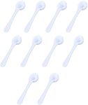 10Pack Teaspoon Measuring Spoons - Bulk Plastic Scoops for Coffee, Spice Jars - Accurate Measure for Cooking and Baking - 5 ml Capacity White