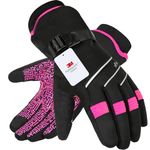 Waterproof & Windproof Winter Gloves for Men and Women,-30°F 3M Thinsulate Thermal Gloves Touch Screen Warm Gloves for Skiing,Cycling,Motorcycle,Running,Outdoor Sports Pink-S