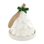 Mud Pie Christmas Tree Set, cloche 6 1/4" x 5 3/4" dia | spreader 5 1/2", White