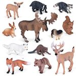 ELECLAND 12Pcs Forest Animals Figures Woodland Animals Figurines, Birthday Cake Toppers, Woodland Creatures Figures for Cakes, Birthday Decorations, Christmas Party Decorations